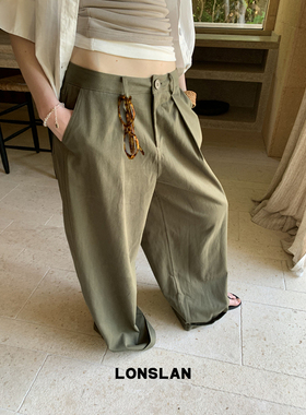 LONSLAN 25SUMMER 裤脚翻边简约工装阔腿裤