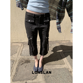 2025 SUMMER 做旧口袋深灰色工装 LONSLAN 七分裤