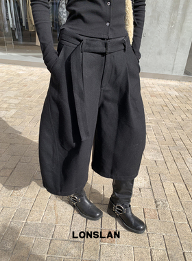 LONSLAN 25AW 12.8  00:00NE绑带茧型毛呢七分裤