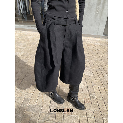 LONSLAN 25AW 12.8  00:00NE绑带茧型毛呢七分裤