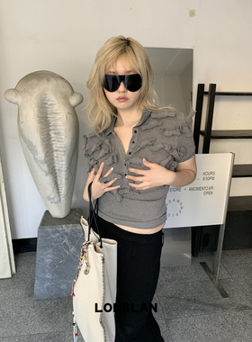 LONSLAN25SUMMER  立体蝴蝶结polo灰色短袖