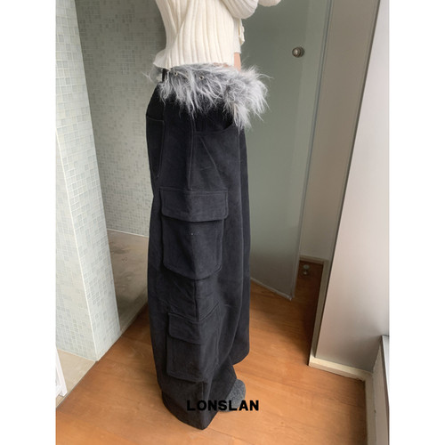 LONSLAN24WINTER 11/30 20:00NEW双口袋厚款工装阔腿裤