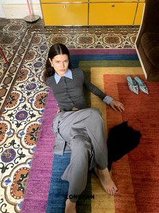 口拼接开衫 LONSLAN 领口袖 NEW条纹衬衫 2024AW