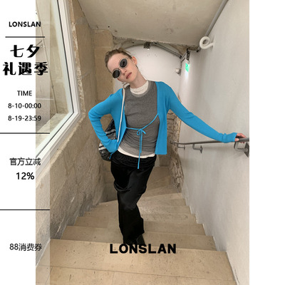 LONSLAN 2025 SUMMER 冰丝针织长袖绑带防晒