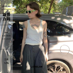 U领撞色假两件套吊带无袖 修身 内搭运动背心 2025春夏新款 LONSLAN