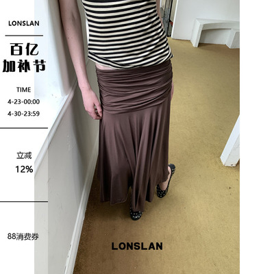 LONSLAN25SUMMER  褶皱收腰下摆不规则半裙