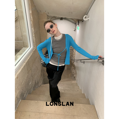 LONSLAN 2025 SUMMER 冰丝针织长袖绑带防晒