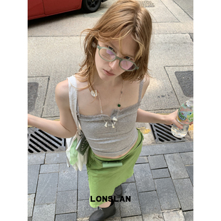 LONSLAN25SUMMER 纽扣蕾丝边系扣背心 吊带薄款