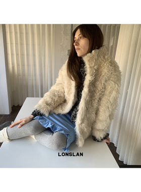 LONSLAN 24WINTER 12/9 20:00NEW立领乳白色托卡皮草毛毛外套