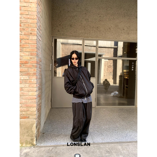LONSLAN 2024秋季新款防水机能连帽休闲外套+宽松垂感裤子套装