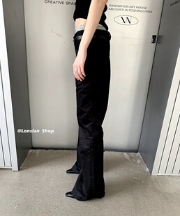 LONSLAN 2023秋冬新款超高腰人气长款黑色拖地裤子长裤休闲裤女
