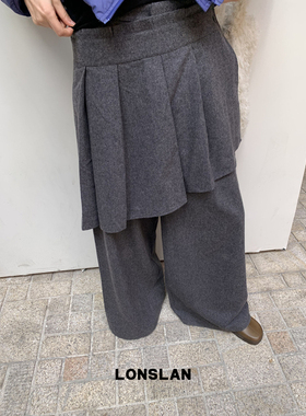LONSLAN 25AW 12.8  00:00NE 两件套不规则毛呢西装百褶裙裤