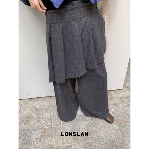 LONSLAN 25AW 12.8  00:00NE 两件套不规则毛呢西装百褶裙裤