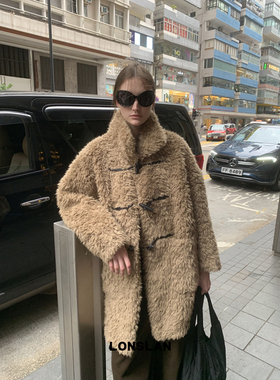 LONSLAN24WINTER 11/30 20:00NEW牛角扣羊羔毛中长款外套