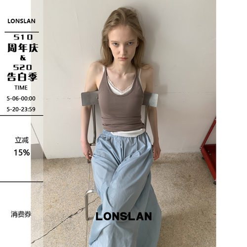 LONSLAN 2026春夏新品简约带胸垫显瘦背心吊带