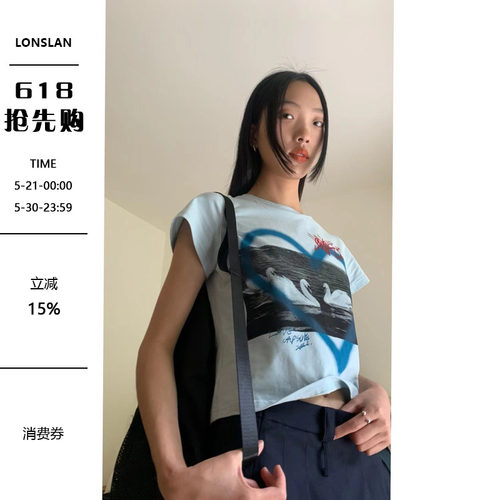 爱心天鹅短袖T韩版短款