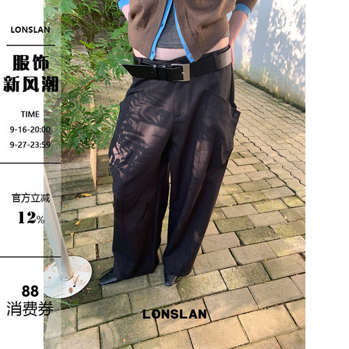 LONSLAN 2026AW侧边大口袋设计西装阔腿裤