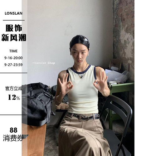 纯色背心2022工字型通勤
