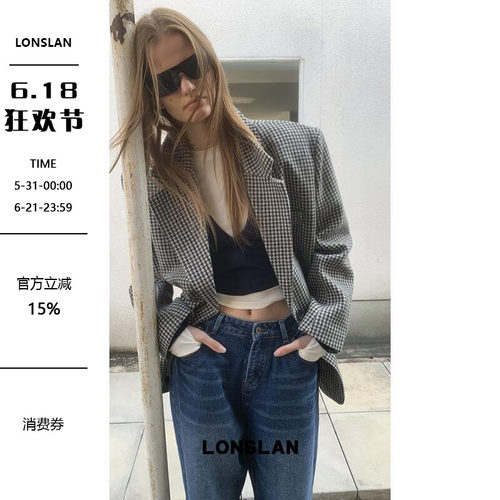 LONSLAN 24WINTER 11/10 20:00NEW 呢子千鸟格阔挺西装外套