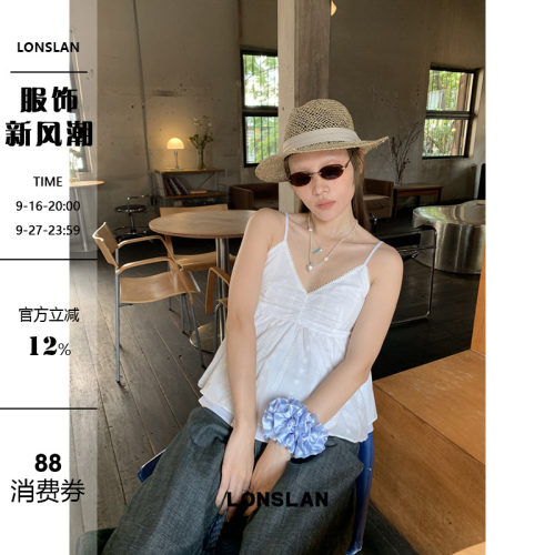 LONSLAN 2026SUMMER春夏新款 蕾丝吊带娃娃上衣