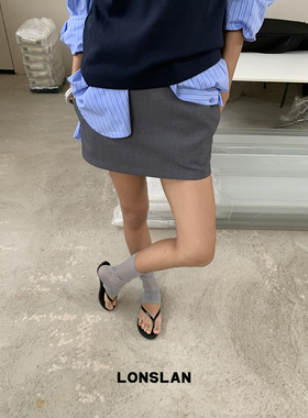 LOSLAN 25SS春夏新款 简约直筒版型短款西装短裙