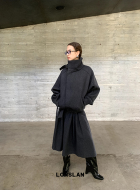 LONSLAN24AW9/19 20:00NEW翻领系扣腰带呢子外套+半裙+斜扣西装裤