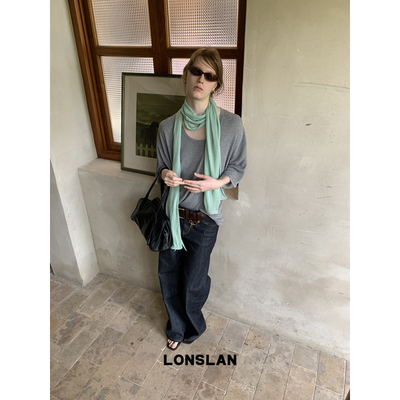 LONSLAN 2026SUMMER 夏季慵懒针织大件短袖T