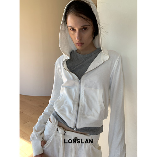 LONSLAN 2026AW 初秋短款收腰显瘦连帽拉链卫衣