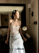 LONSLAN 背心裙女 小众设计纯色大U领针织微透中长款 2024夏季 新款