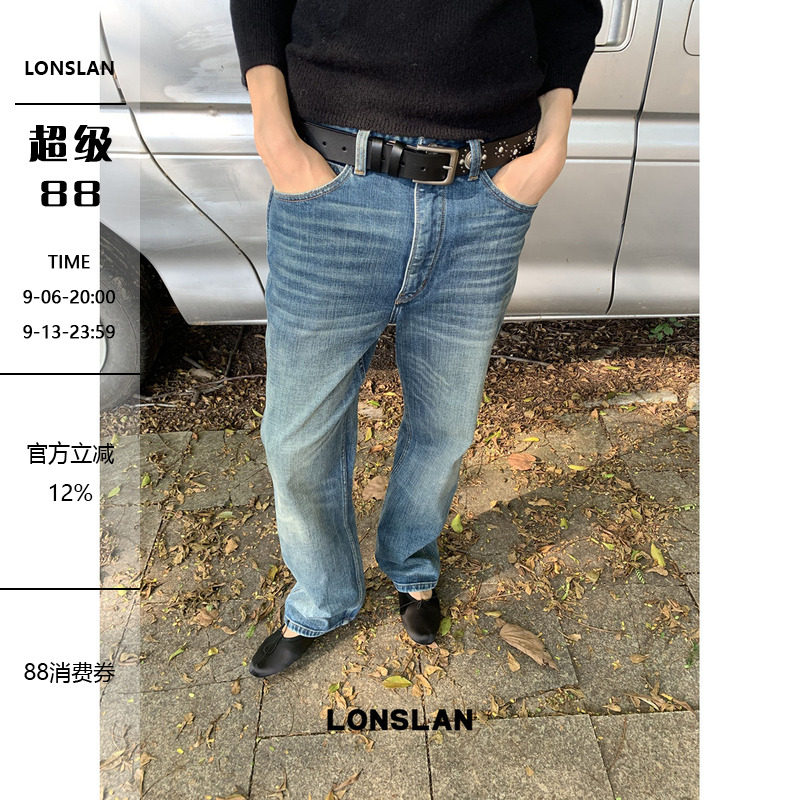 LONSLAN 26AW 秋冬新款复古低腰收口牛仔裤图片