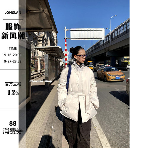 LONSLAN中长款立领羽绒服羽绒
