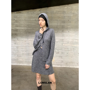 半裙套装 LONSLAN 连帽针织开衫 2024秋季 新款