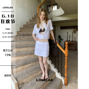 16LONSLAN 2026SUMMER 夏季棉麻短袖衬衫+半裙套装