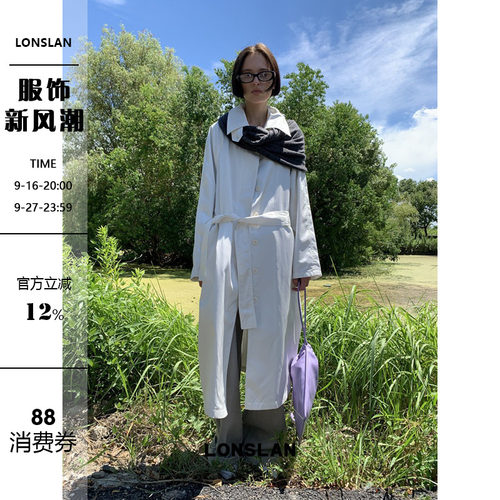 LONSLAN 2026AW 初秋光泽面翻领长款风衣外套