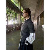 LONSLAN 上衣 兔毛POLO翻领针织短袖 2024秋季 新款