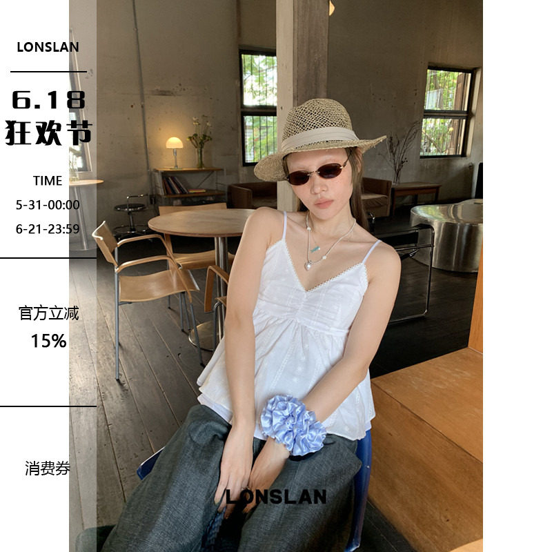 LONSLAN 2026SUMMER春夏新款 蕾丝吊带娃娃上衣