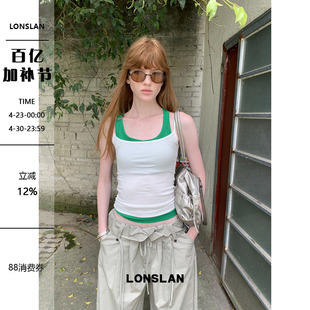 LONSLAN25SUMMER 假两件拼色背心