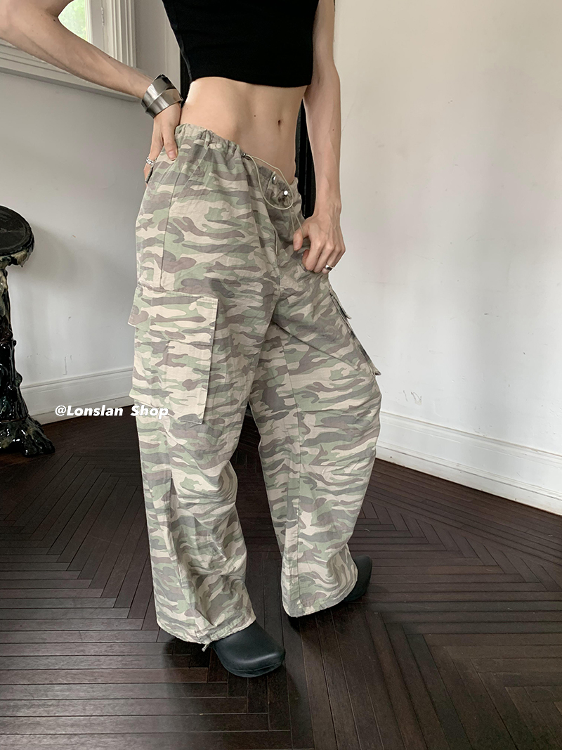 LONSLAN美式迷彩抽绳长裤