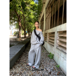 2024秋季 套装 新款 抽绳卫裤 斜肩卫衣 LONSLAN