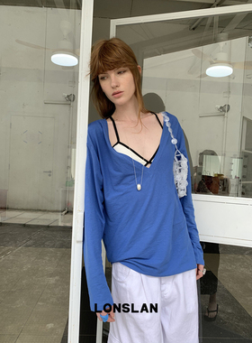 LONSLAN25SUMMER  大V领轻薄长袖防晒T