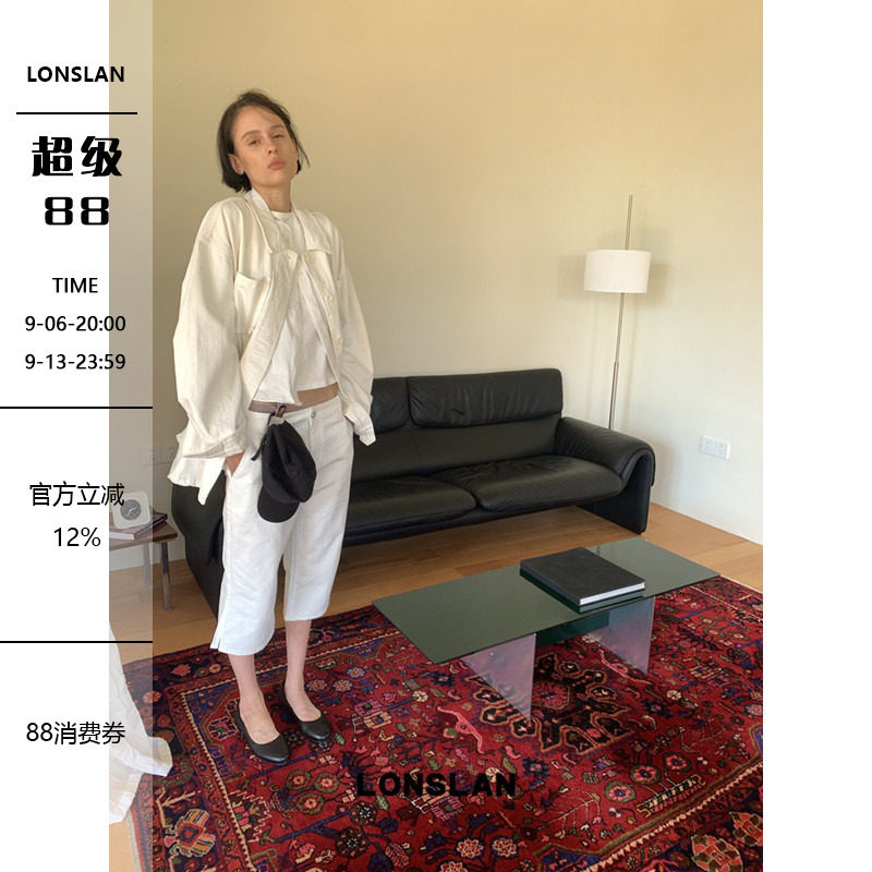 LONSLAN 2026AW 初秋侧边小开叉牛仔显瘦七分裤图片