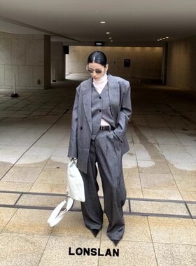 LONSLAN 2024AW NEW 收口阔腿西装裤