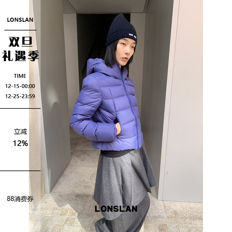 LONSLAN 25AW 12.8  00:00NEW 短款收腰连帽羽绒服外套