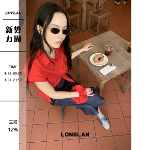 收腰绑带衬衫 口短袖 配发圈 卷边袖 LONSLAN25SUMMER