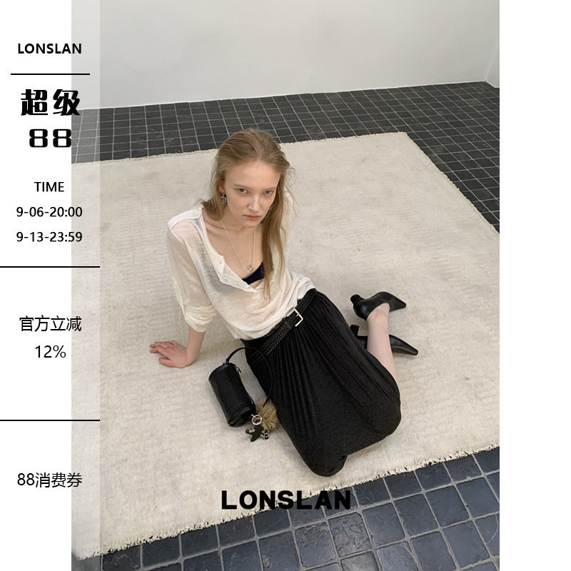 LONSLAN 2026春夏新品防晒多穿纽扣V领长袖T恤图片