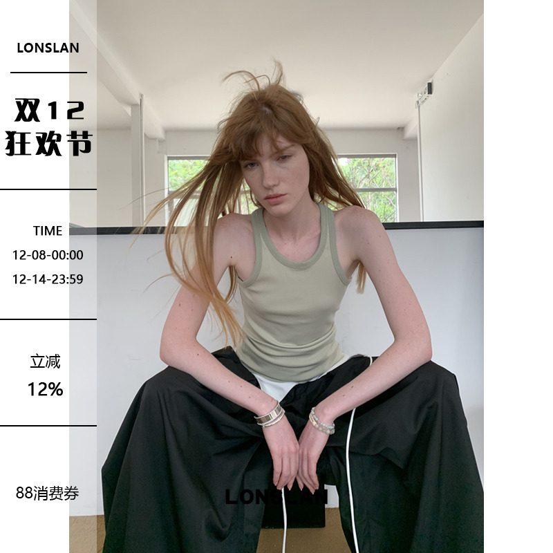 LONSLAN25SUMMER 螺纹基础显瘦工字背心