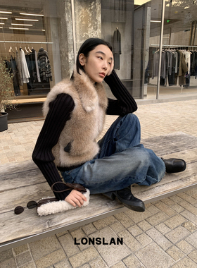 LONSLAN 25AW 12.8  00:00NEW  针织袖拼接假两件毛毛外套