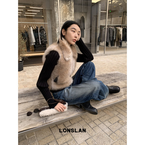 LONSLAN 25AW 12.8  00:00NEW  针织袖拼接假两件毛毛外套