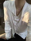 白衬衫 春秋款 女设计感小众新款 Lonslan 大翻领长袖 百搭上衣