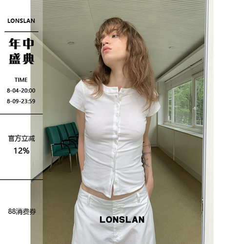 LONSLAN2026夏季新款西口修身显瘦短袖开衫